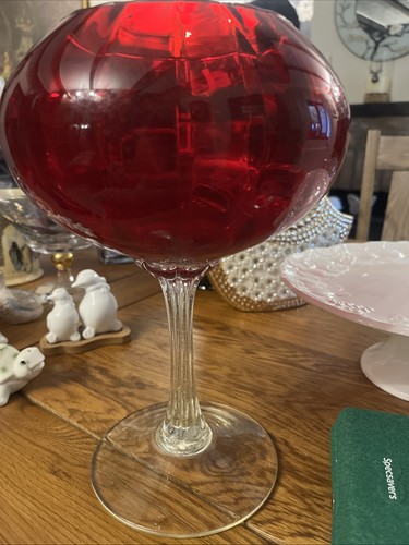 Large cranberry glass brandy - large,