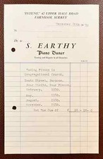 1970 S. Earthy Piano Tuning Invoice – Farnham, Surrey