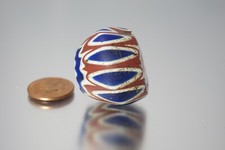 very large very old Venetian 6 layer blue chevron African trade bead 29x24mm