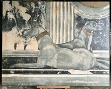 A Mid Century Print Picture of A greyhounds from the Medici Galery London.