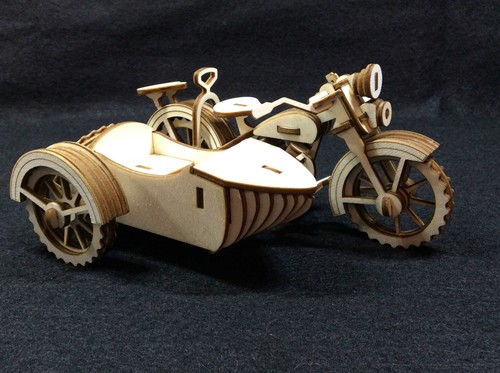Laser cut wooden motorcycle - laser,