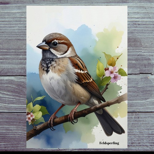 Photo magnet rock - , sparrow