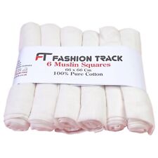 6 White Large Soft Muslin