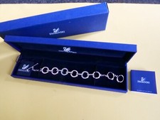 SWAROVSKI Rhodium Plated Silver & Finest Crystal Hallmarked T-Bar Bracelet - NEW