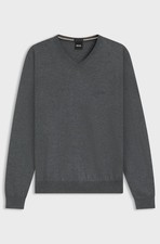 BOSS Jumper Mens Grey V-Neck