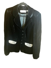 GHARANI STROK Black Ladies Luxe Silk Velvet Silver Sequin Pockets Size UK XL