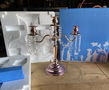 Wedgewood Marchesa Triple Candle Stick Candelabra w Crystal Drops - Boxed