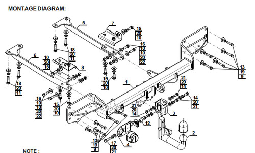Detachable tow bar - bar, for