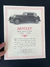 Bentley Drop Head Coupe Automobile Motor Car Sales Brochure Catalogue Leaflet