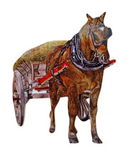 Horse and cart plaque - cart,