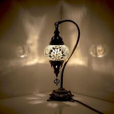 Turkish Moroccan Handmade Tiffany Mosaic Table Bedside Swan Neck Lamp Light