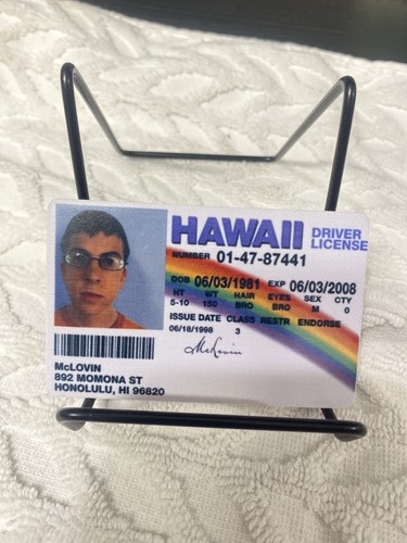 Mclovin hawaii card pvc - mclovin, id