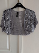 NEXT Women's Silver Sequined Shrug – Size L – Sparkly Partywear – BNWOT