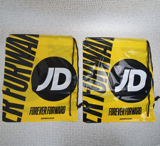 2x JD Sports Yellow/Black Latest Edition Drawstring Bags Shopping/Swimming/Gym