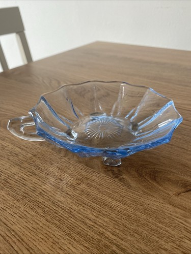 Vintage blue glass trinket - vintage,