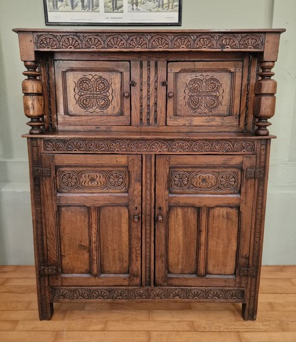Antique c17th style carved oak - carved,
