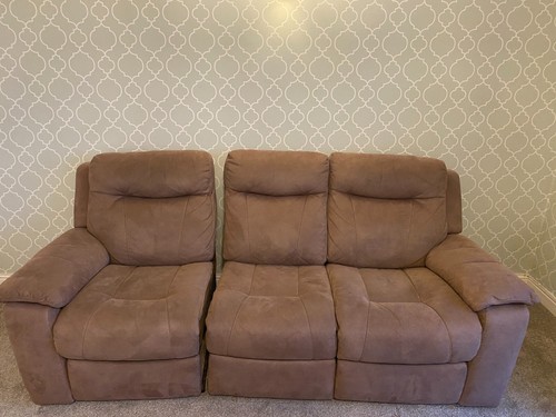 Three seater dfs faux suede - three,