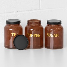 Amber Glass Tea Coffee Sugar