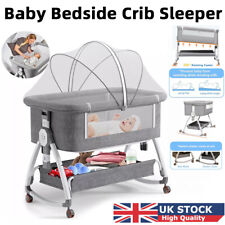 4in1 Baby Bedside Crib Sleeper Bassinet Height-adjustable Infant Newborn Cot Bed