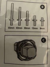 2x universal window handle spindles. 9mm,15mm,30mm,43mm,55mm
