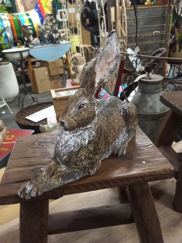 Resin sitting hare figurine - resin,