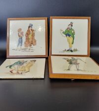Vintage Set Of 4 Tiles Oliver Artful Dodger Arabella Hand Painted 