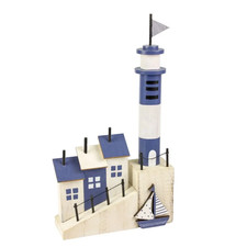 32cm Wooden Cottages on Plinth