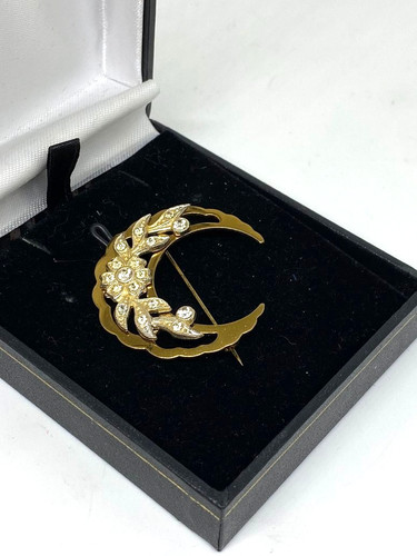 Vintage crescent moon - moon, brooch