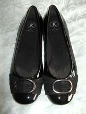 K by Clarks black patent leather pumps with large buckle. Worn once Size 6.5 VGC