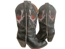 Girls leather cowboy boots - leather,