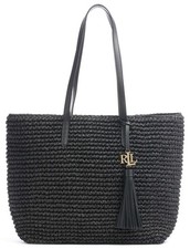 Ralph Lauren Women Witney 29 Straw Medium Tote Bag Black