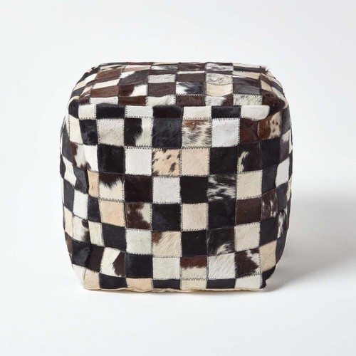 Brown square leather check - leather,