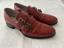 Clarks Burnt Orange Leather Buckle Loafer  Shoes 8  42 wide fit Great Condition 