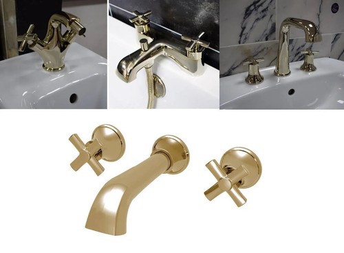 Gold bathroom taps - gold,