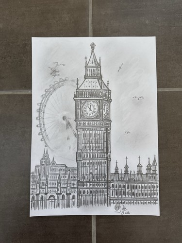 Original hand drawn big ben - big,