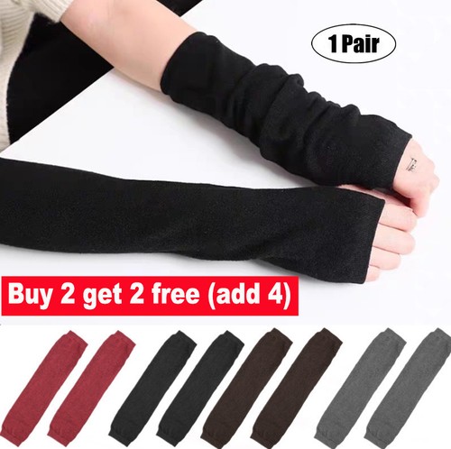 Women fingerless long gloves - women,