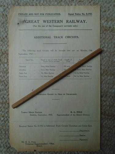 Gwr signal notice additional - gwr,