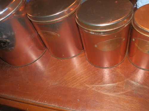 Vintage round copper canister - copper,
