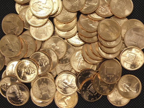 Decimal one penny - one, coins