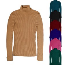 Lipsy Ribbed Button Cuff Roll Neck Jumper