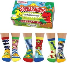Sock Academy - SOCKASAURUS 6 Odd Socks Gift Box - United Oddsocks - UK 9-12 EUR