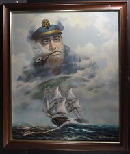 Vintage oil canvas ken - oil,