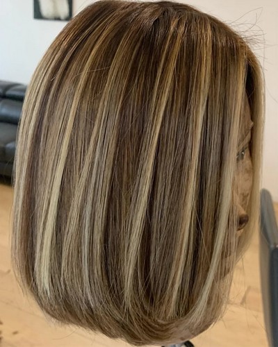 Brown with blonde - with, highlights