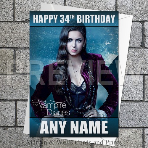 Vampire diaries birthday card - vampire,