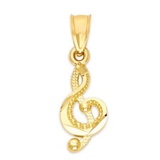 Solid Gold Music Note Pendant