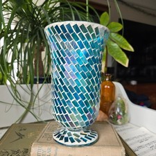 Vintage mosaic glass hurricane