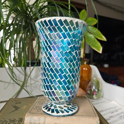 Vintage mosaic glass hurricane