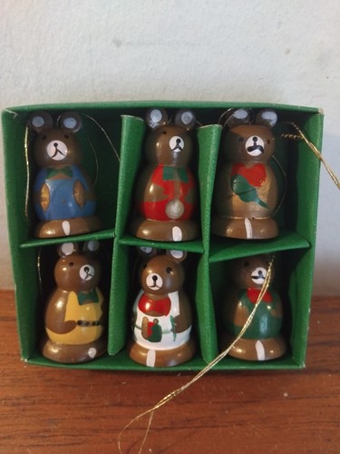 Vintage miniature wooden teddy - miniature,