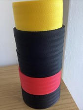 Job Lot 30 Meters 50mm Herringbone Webbing Black, Red and Yellow on 5 Rolls