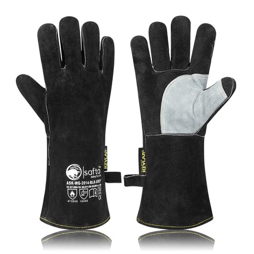 Black welding gloves - black, extreme